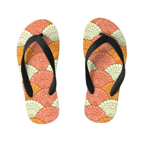 Shell Spectacle Abstract Sea Patterns Kids Flip Flops