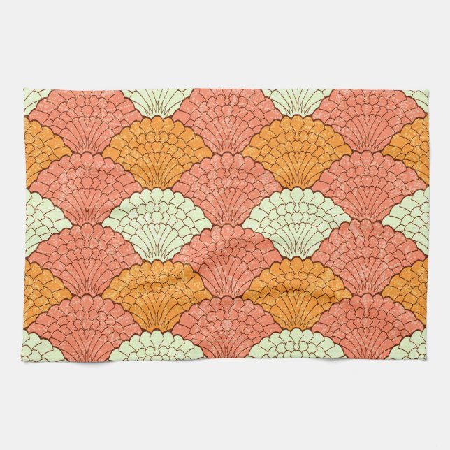 Shell Spectacle: Abstract Sea Patterns Kitchen Towel (Horizontal)