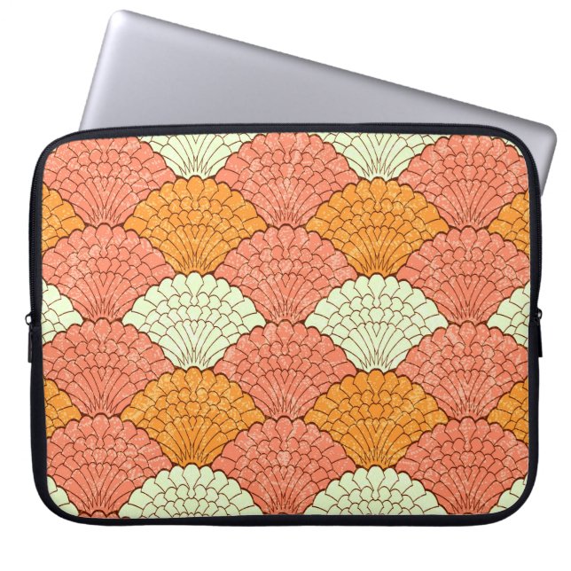 Shell Spectacle: Abstract Sea Patterns Laptop Sleeve (Front)