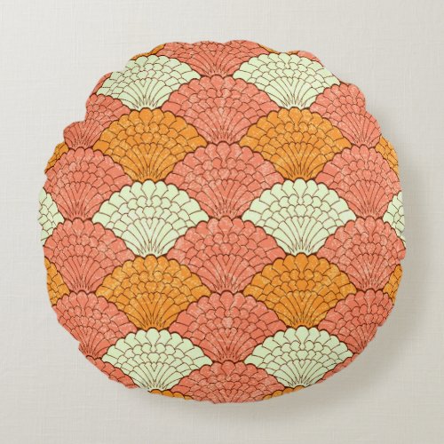 Shell Spectacle Abstract Sea Patterns Round Pillow