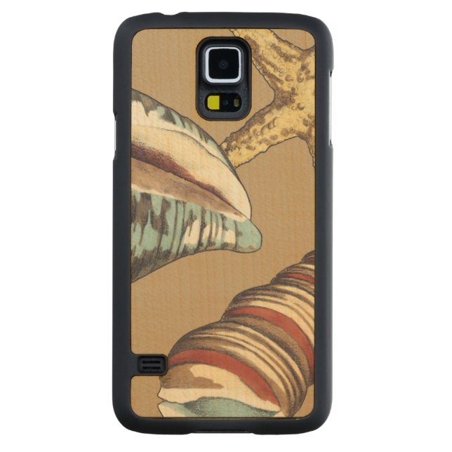Shell Trio on Khaki Carved Maple Galaxy S5 Slim Case (Back)