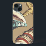 Shell Trio on Khaki iPhone 13 Case<br><div class="desc">Megan Meagher is known for her simple art pieces. This is a great image of decorative art capturing the sea life with a yellow starfish and a blue and red conch shell. Get this fine art print today on Khaki color on your Zazzle product.</div>
