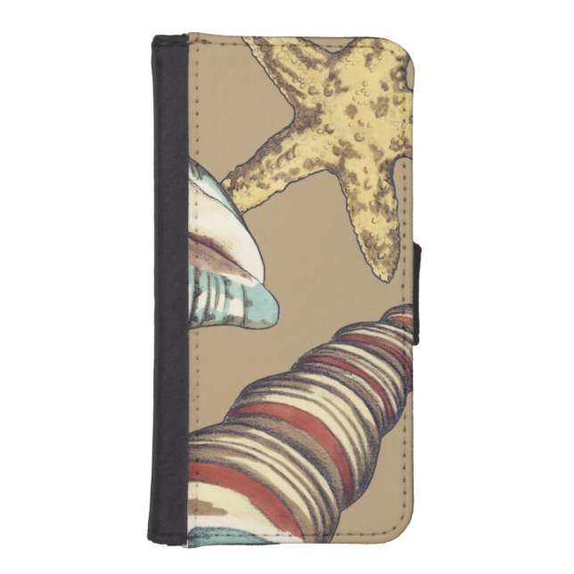 Shell Trio on Khaki iPhone Wallet Case (Front)