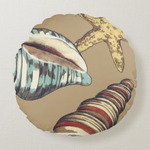 Shell Trio on Khaki Round Pillow