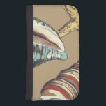 Shell Trio on Khaki Wallet Phone Case For Samsung Galaxy S4<br><div class="desc">Megan Meagher is known for her simple art pieces. This is a great image of decorative art capturing the sea life with a yellow starfish and a blue and red conch shell. Get this fine art print today on Khaki color on your Zazzle product.</div>