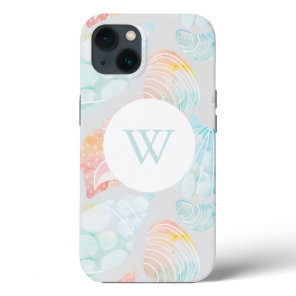 Shell Watercolor Monogram iPhone 13 Case