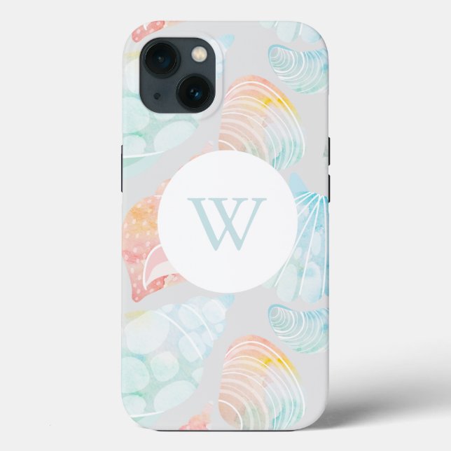 Shell Watercolor Monogram Case-Mate iPhone Case (Back)