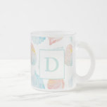Shell Watercolor Monogram Frosted Glass Coffee Mug<br><div class="desc">Watercolor seashell pattern frosted mug in shades of ocean and sunset.
Has a lovely sea glass appearance.</div>