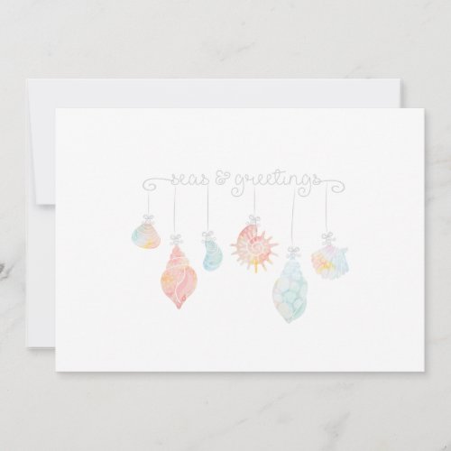 Shell Watercolor Seas And Greetings Holiday Card