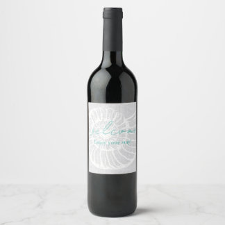 Shell Woven Grey Welcome Beach Vacation Rental Wine Label
