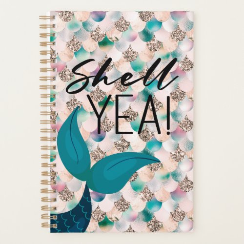 Shell Yea Teal  Gold Glam Mermaid Tail  Scales Planner