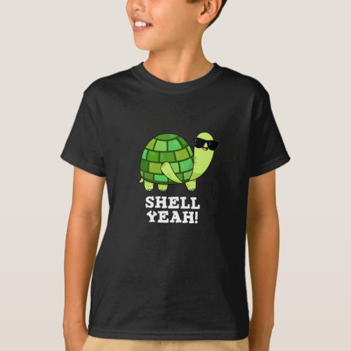Shell Yeah Funny Tortoise Pun Dark BG T_Shirt