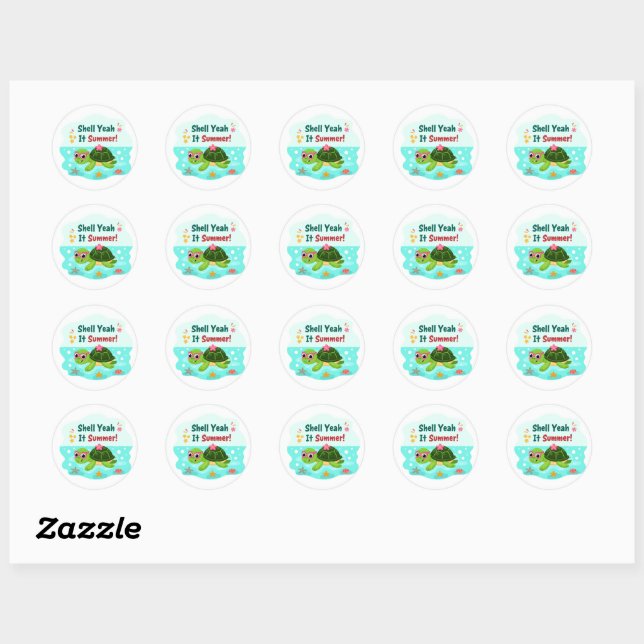 Shell Yeah It’s Summer Turtle Sticker (Sheet)