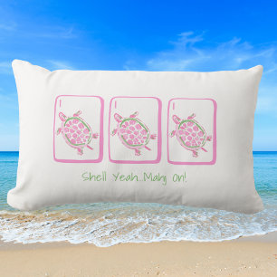 Shell Yeah... Mahj On! Coastal Sea Turtle Lumbar Pillow