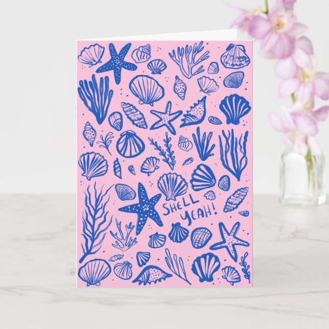 SHELL YEAH Seashell Beach Birthday Congratulations Card (Orchid)