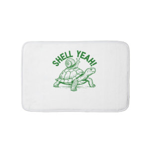 Shell Yeah Turtle Snail Funny Bath Mat