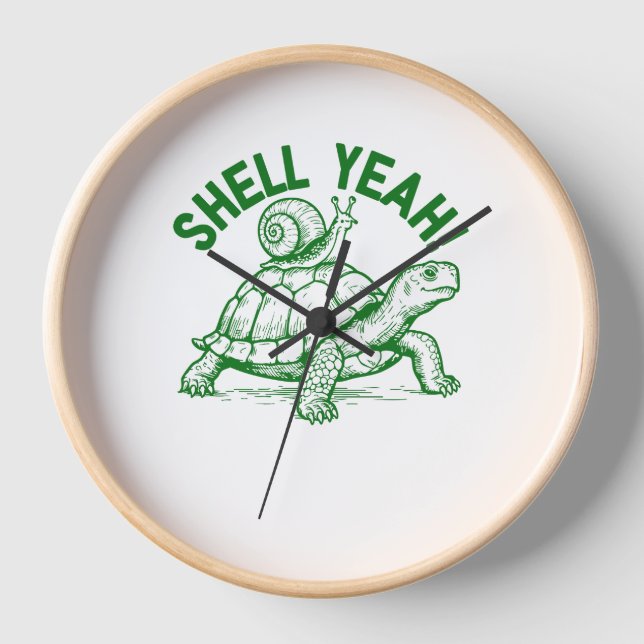 Shell Yeah Turtle Snail Funny Clock (Front)
