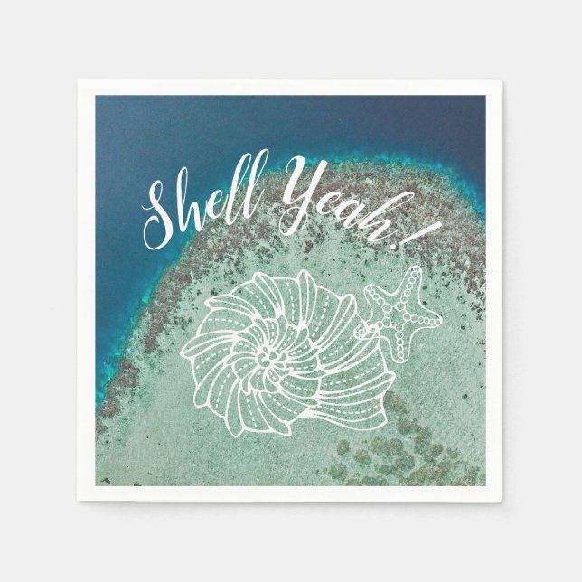 Shell Yeah! with Sea Shells on Virgin Island Water Napkins (Front)