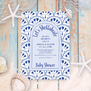 Shellabrate Scallop Sea Shells Beach Baby Shower Invitation