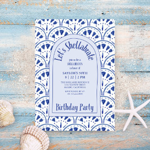Shellabrate Scallop Sea Shells Beach Birthday Invitation