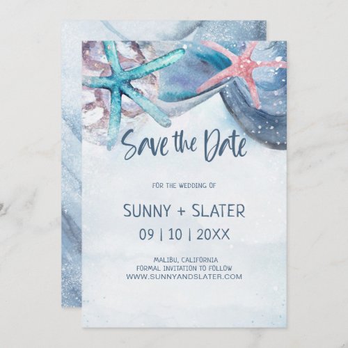 Shellabration  Watercolor Beach Seashells Save The Date