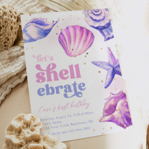 Shellebrate Birthday Invitations   Seashells