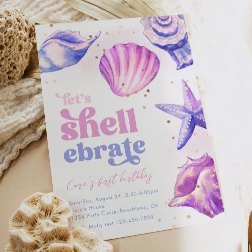 Shellebrate Birthday Invitations  Seashells