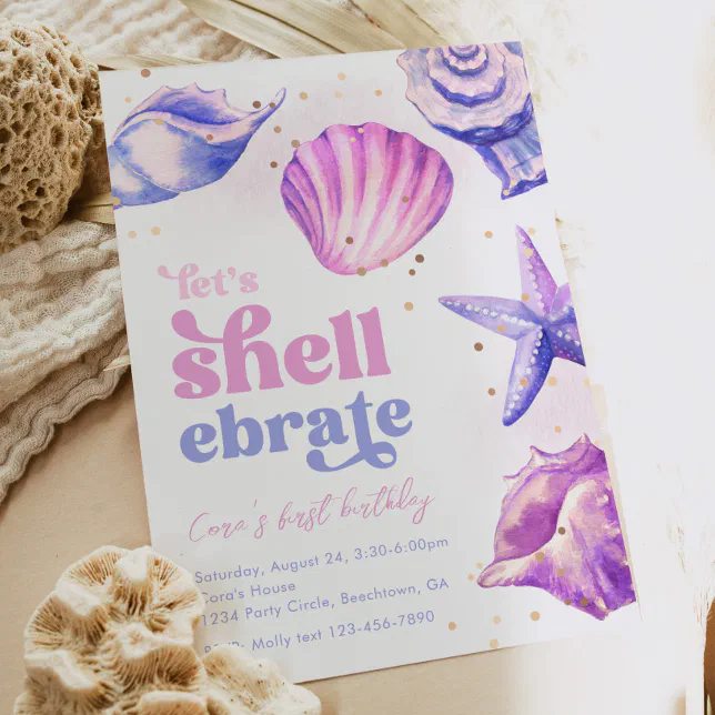 Shellebrate Birthday Invitations Seashells Zazzle 1755