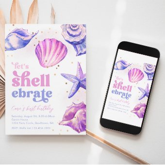 Shellebrate Birthday Invitations | Seashells | Zazzle