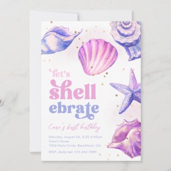 Shellebrate Birthday Invitations | Seashells | Zazzle