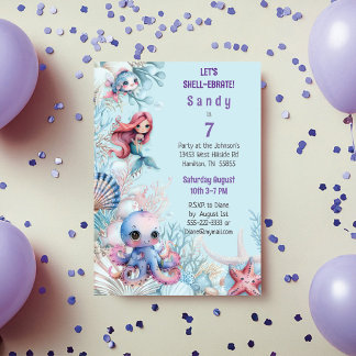Shellebrate Colorful Mermaid Under the Sea Invitation
