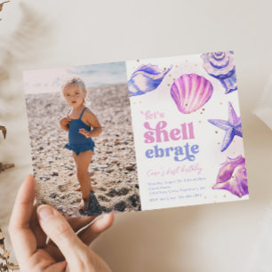 Shellebrate Photo Birthday Invitations