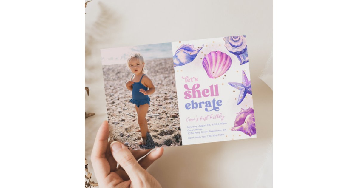 Shellebrate Photo Birthday Invitations | Zazzle