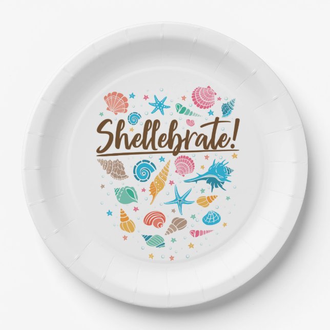 Shellebrate Sea Shell Celebrate Celebration Paper Plates (Front)