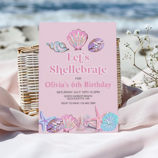 Shellebrate Seashell Beach Birthday Invitation (Creator Uploaded)
