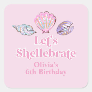 Shellebrate Seashell Beach Birthday Square Sticker
