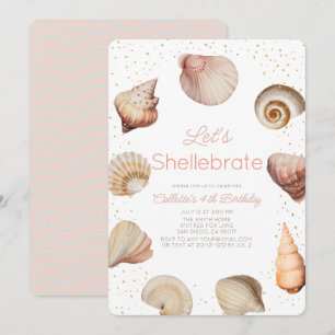 Shellebrate Seashell Realistic Birthday Invitation