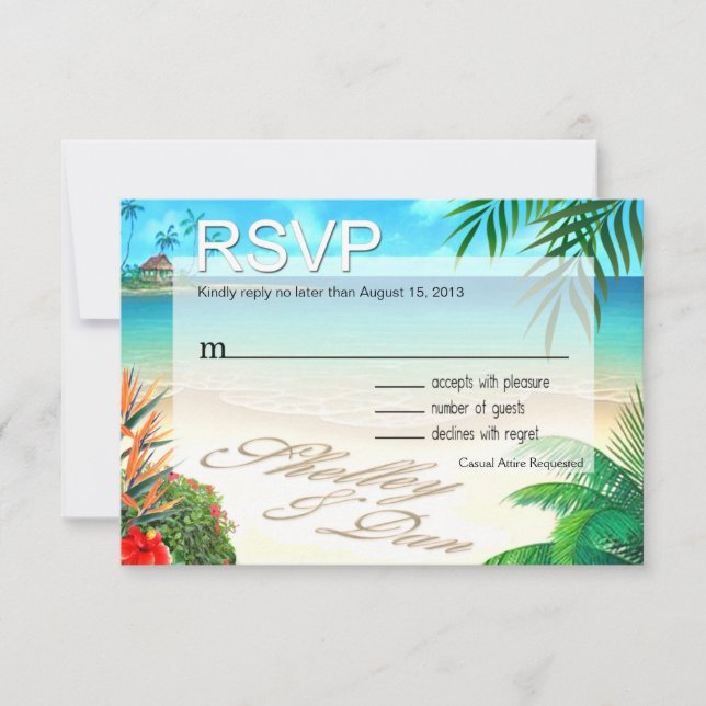 Shelley & Dan Exotic Beach RSVP ::custom:: (Front)