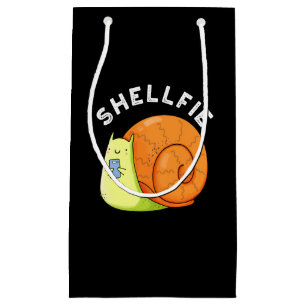 Shellfie Funny Snail Selfie Pun Dark BG Small Gift Bag