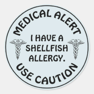 SHELLFISH ALLERGY CLASSIC ROUND STICKER