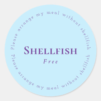 Shellfish Free Request Sticker, Light blue, Purple Classic Round Sticker