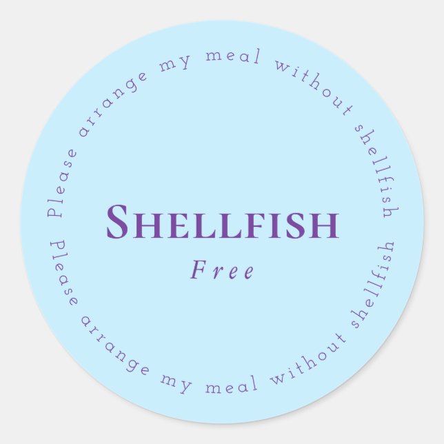 Shellfish Free Request Sticker, Light blue, Purple Classic Round Sticker (Front)