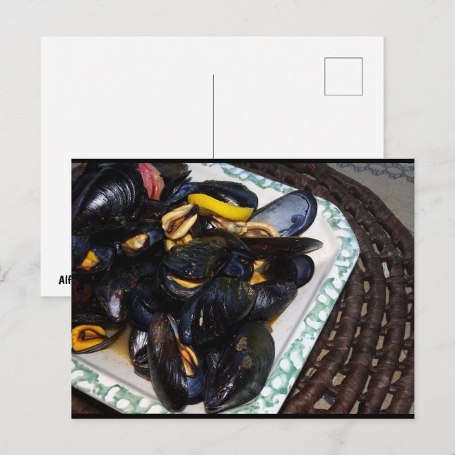 Shellfish Mussels in Bowl Postcard (Front/Back)