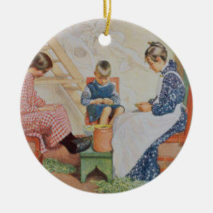 Shelling Peas, pub. in 'Lasst Licht Hinin'(`Let in Ceramic Ornament