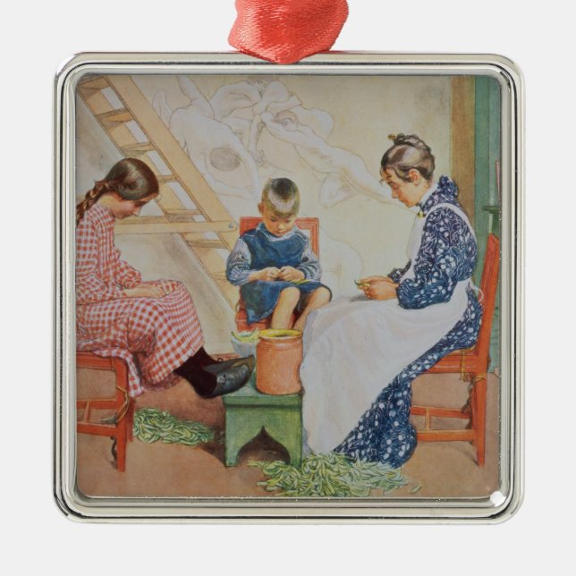 Shelling Peas, pub. in 'Lasst Licht Hinin'(`Let in Metal Ornament (Front)