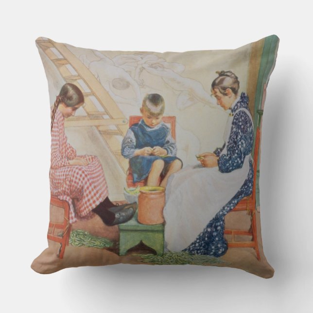 Shelling Peas, pub. in 'Lasst Licht Hinin'(`Let in Throw Pillow (Front)