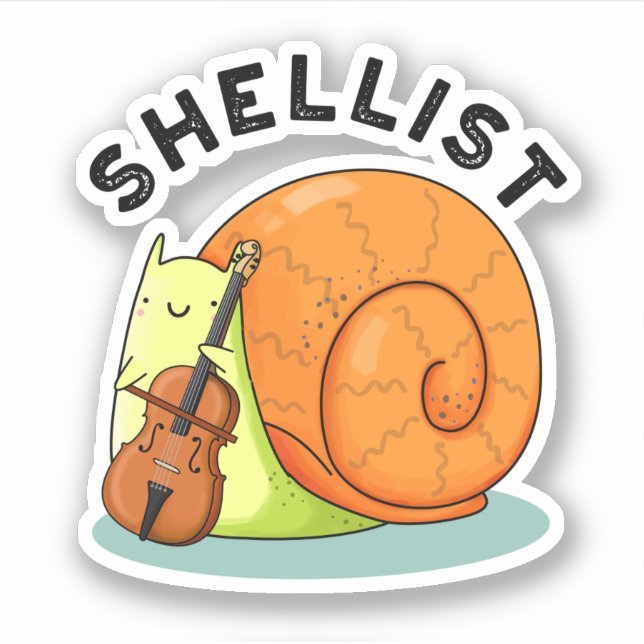 Shellist Funny Snail Cello Pun  Sticker (Front)