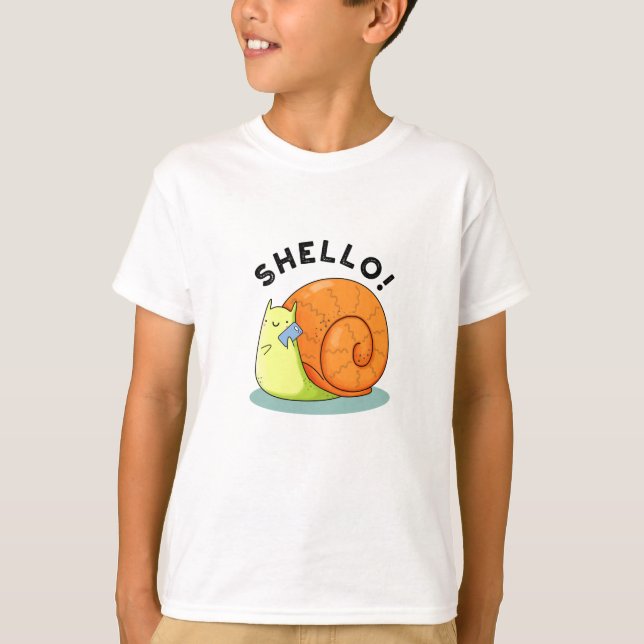 Shello Funny Snail Cellphone Pun  T-Shirt (Front)