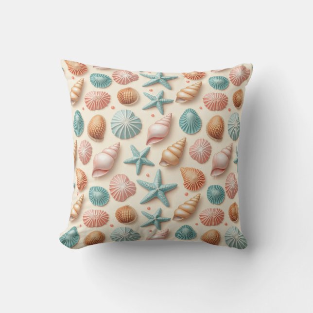 Shells Abundance Throw Pillow (Front)