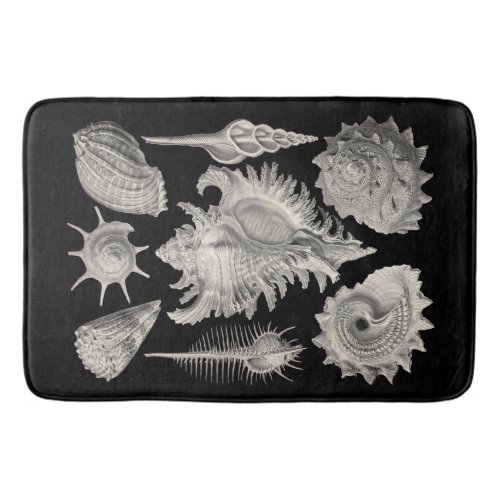 Shells and Fossils Black Grey Modern Sea   Bath Mat